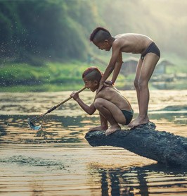 Fishing children in Cambodia